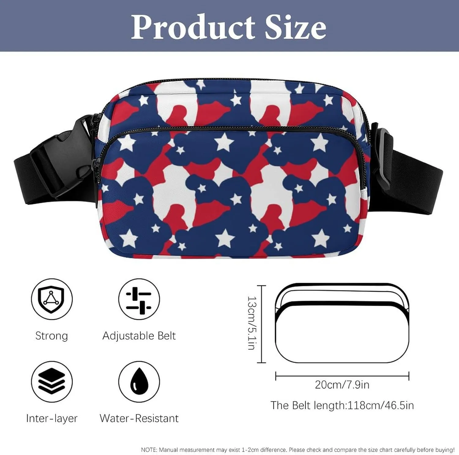 Camouflage Pattern with Stars Unisex Fashion Fanny Pack Crossbody Bag Suitable for Traveling, Hiking, Daily Life, 20x13cm, style-7-2