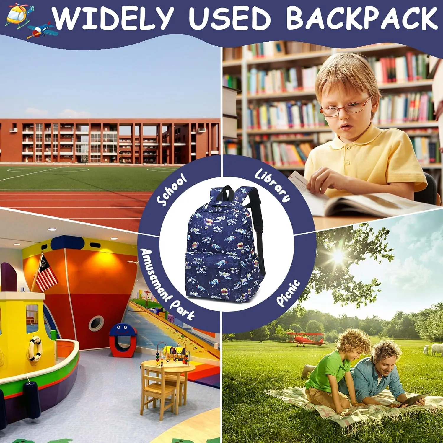 CAMTOP Backpack for Kids, Boys Girls Preschool Backpacks with Lunch Box Toddler Kindergarten School Bookbag Set