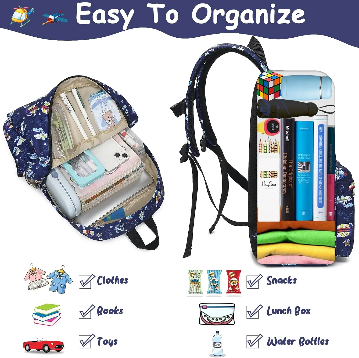 CAMTOP Backpack for Kids, Boys Girls Preschool Backpacks with Lunch Box Toddler Kindergarten School Bookbag Set
