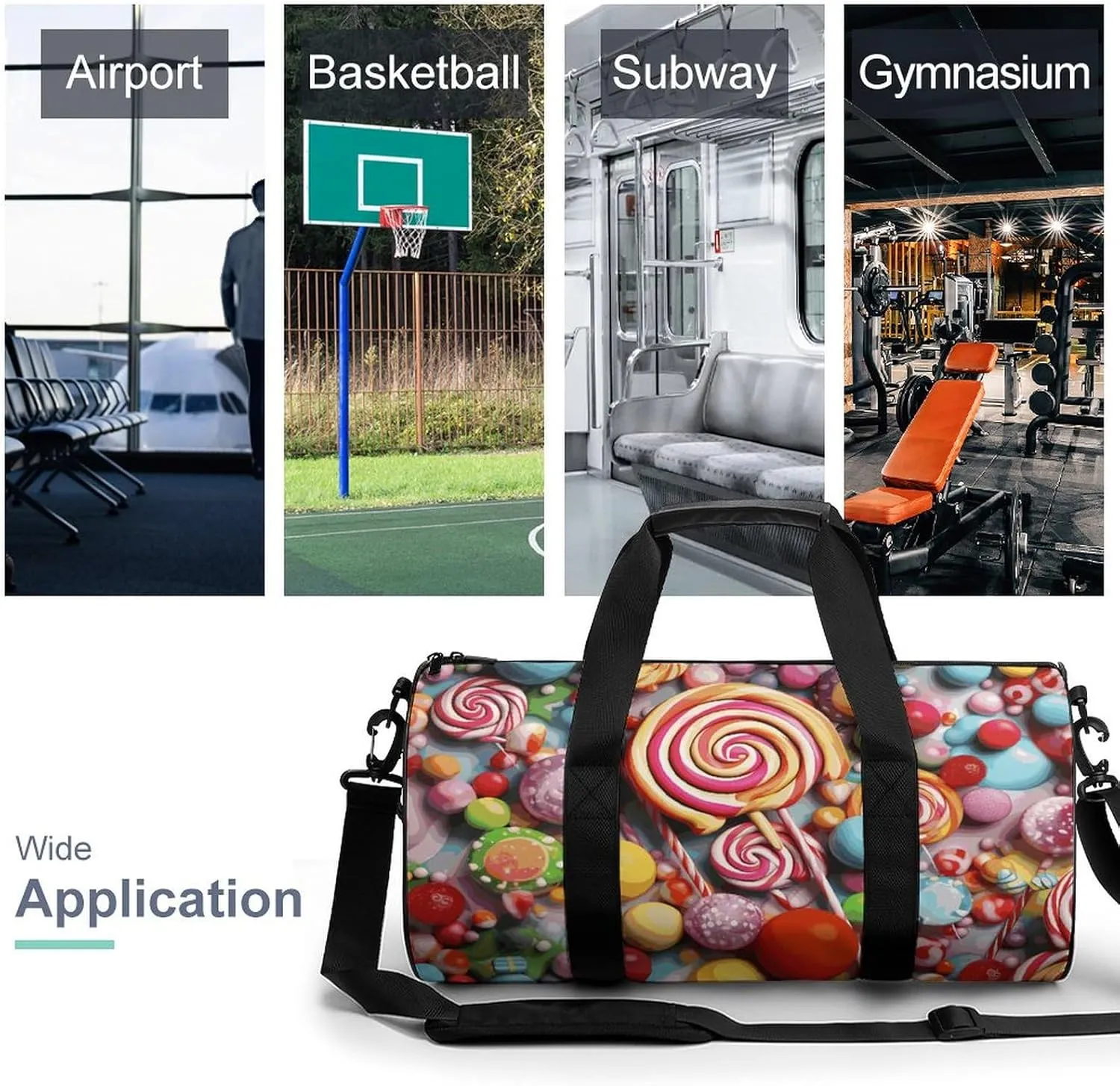 Candy Gym Bag Small Travel Duffle Bag with Compartment Carry On Weekender Bag for Women Men