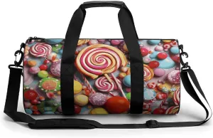 Candy Gym Bag Small Travel Duffle Bag with Compartment Carry On Weekender Bag for Women Men