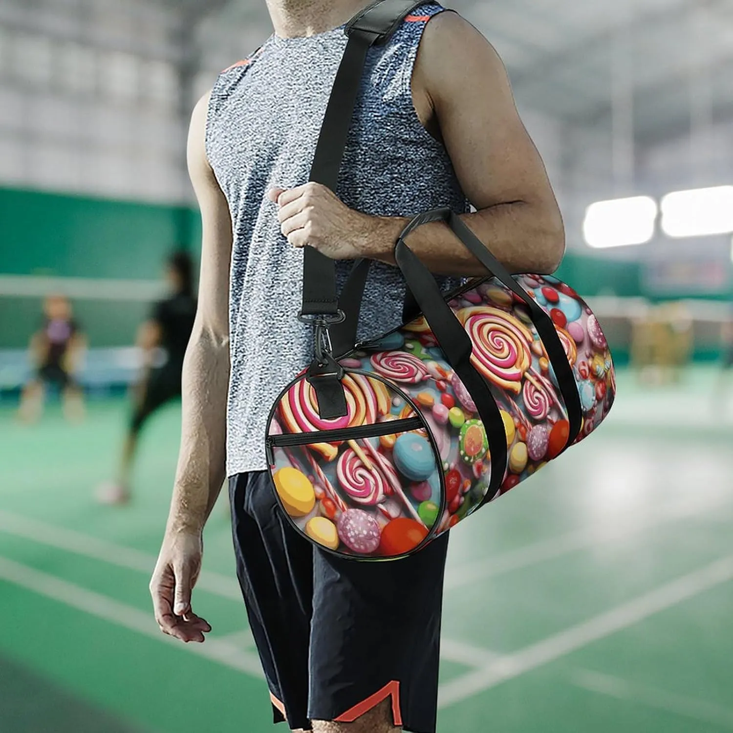 Candy Gym Bag Small Travel Duffle Bag with Compartment Carry On Weekender Bag for Women Men
