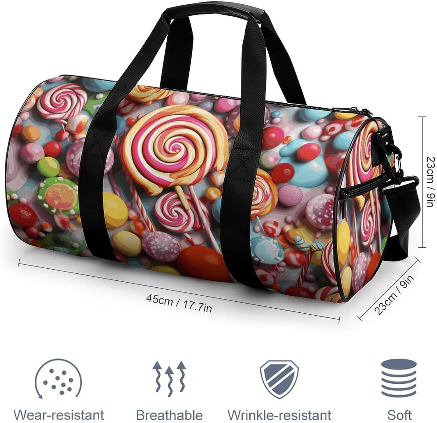 Candy Gym Bag Small Travel Duffle Bag with Compartment Carry On Weekender Bag for Women Men