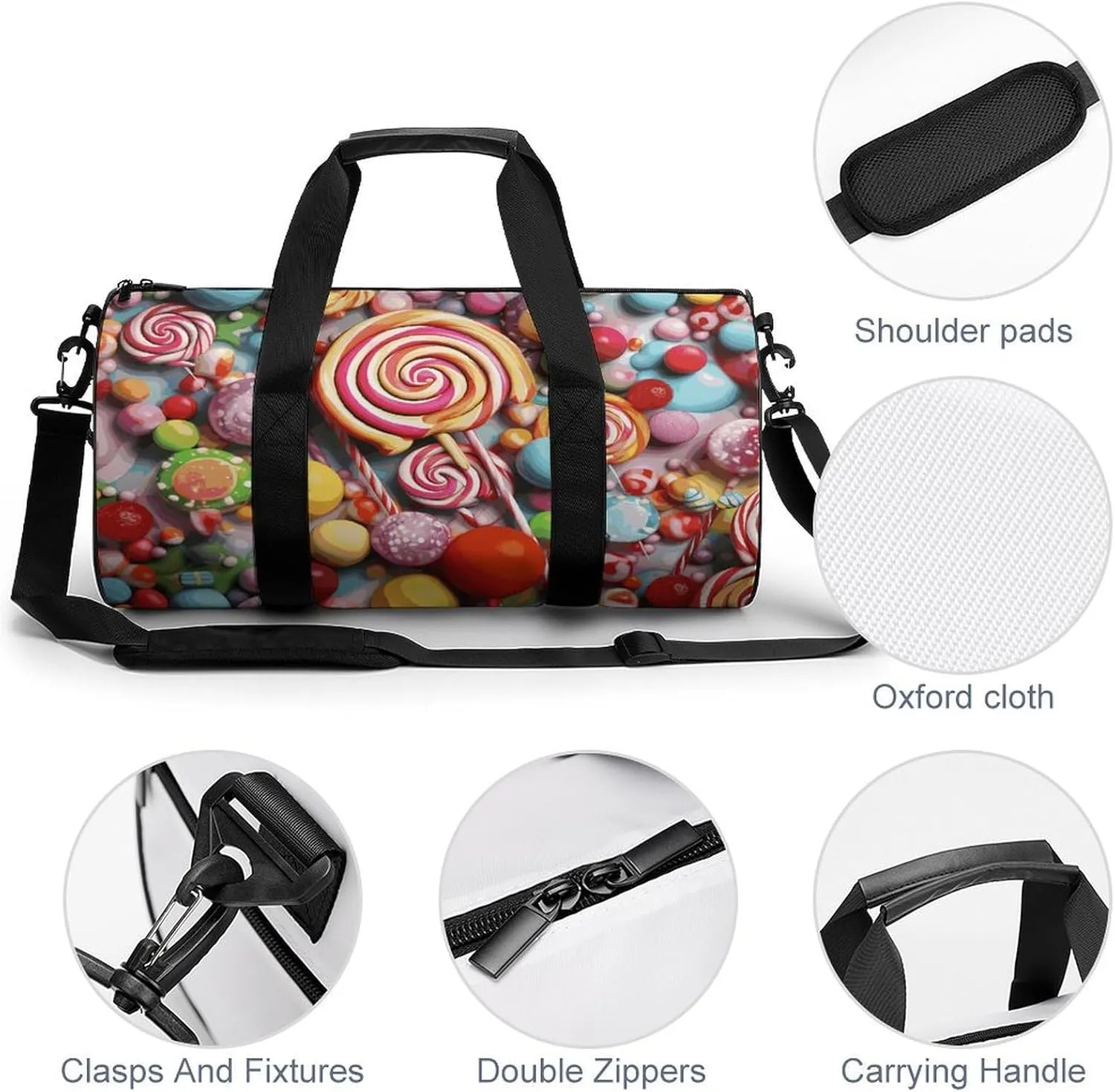 Candy Gym Bag Small Travel Duffle Bag with Compartment Carry On Weekender Bag for Women Men