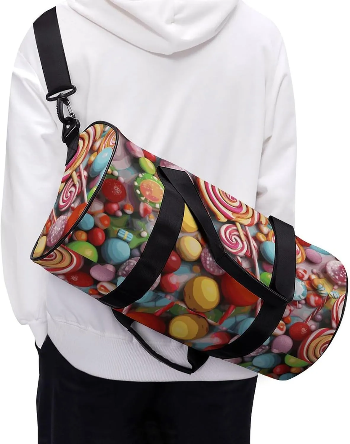 Candy Gym Bag Small Travel Duffle Bag with Compartment Carry On Weekender Bag for Women Men
