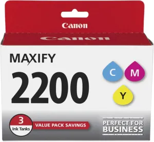 Canon PGI-2200 Genuine Three Color Multi Pack, Compatible with IB4120, MB5120, MB5420, IB4020, MB5020, and MB5320 (Optional) Printers