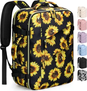 Capolo Travel Backpack for Women Men Waterproof Laptop Backpack Flight Approved Carry On Backpack Overnight Weekender Bag College Bookbag for Business, Work, Traveling Fits 15.6 '' Laptop,Sunflower