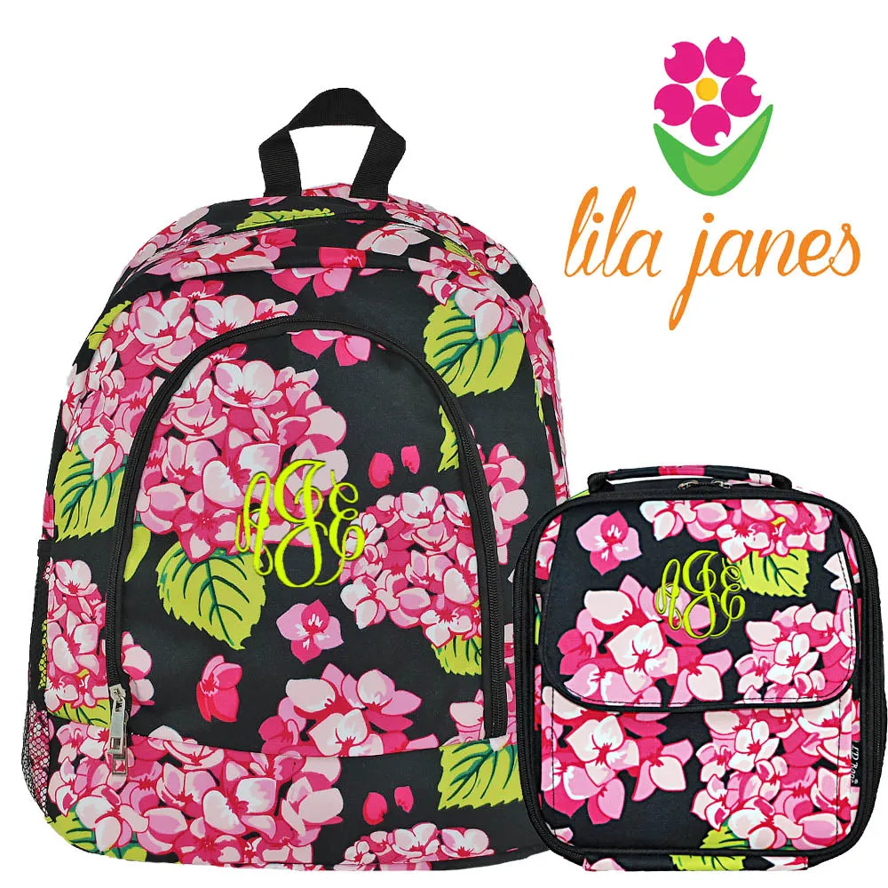 Carolina Hydrangea Matching Backpack Lunch Box Set
