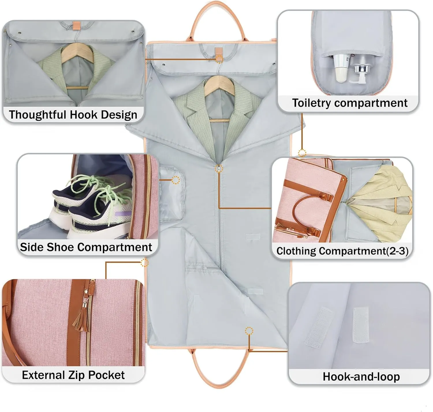 Carry on Garment Bag for Travel Convertible Garment Duffle Bags for Men Women with Shoe Compartment - 2 in 1 Hanging Travel Suitcase Suit