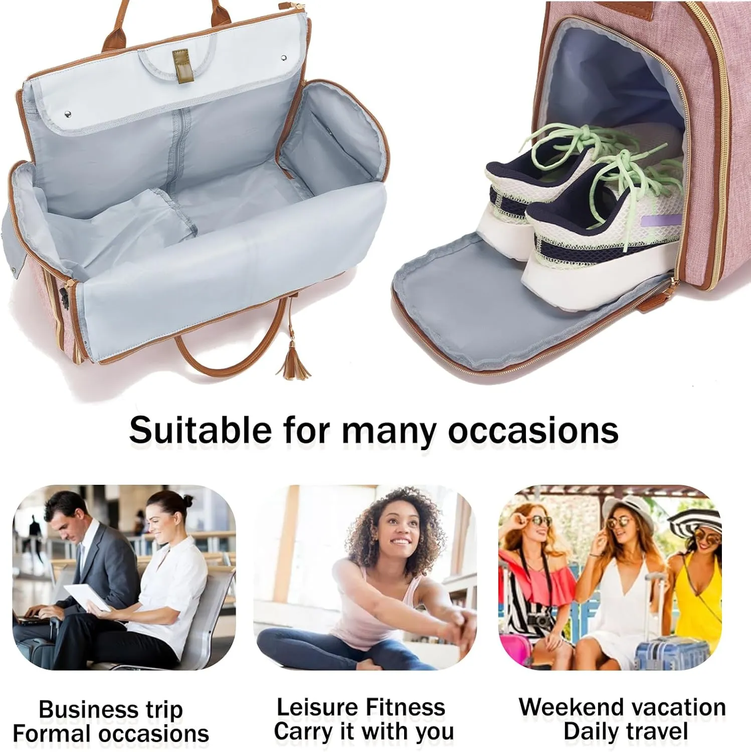 Carry on Garment Bag for Travel Convertible Garment Duffle Bags for Men Women with Shoe Compartment - 2 in 1 Hanging Travel Suitcase Suit