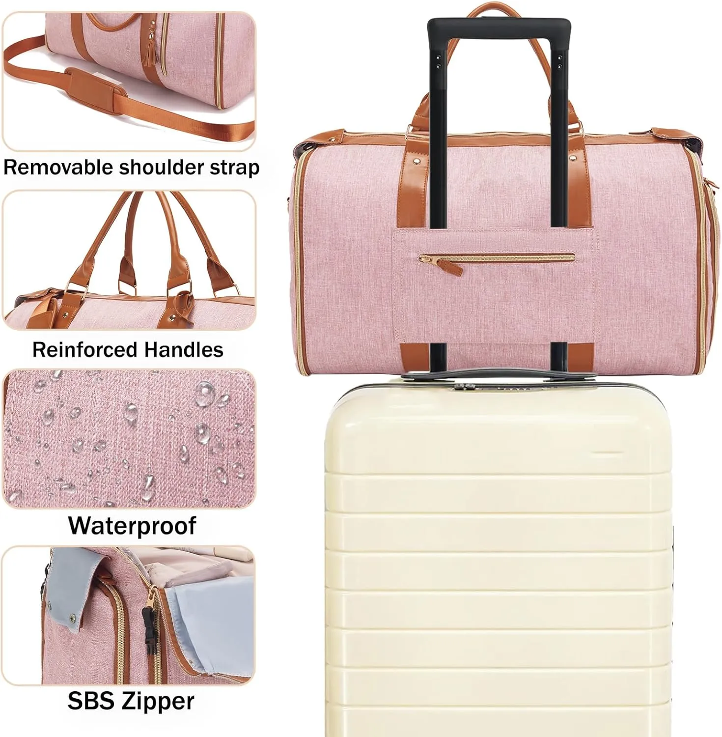 Carry on Garment Bag for Travel Convertible Garment Duffle Bags for Men Women with Shoe Compartment - 2 in 1 Hanging Travel Suitcase Suit