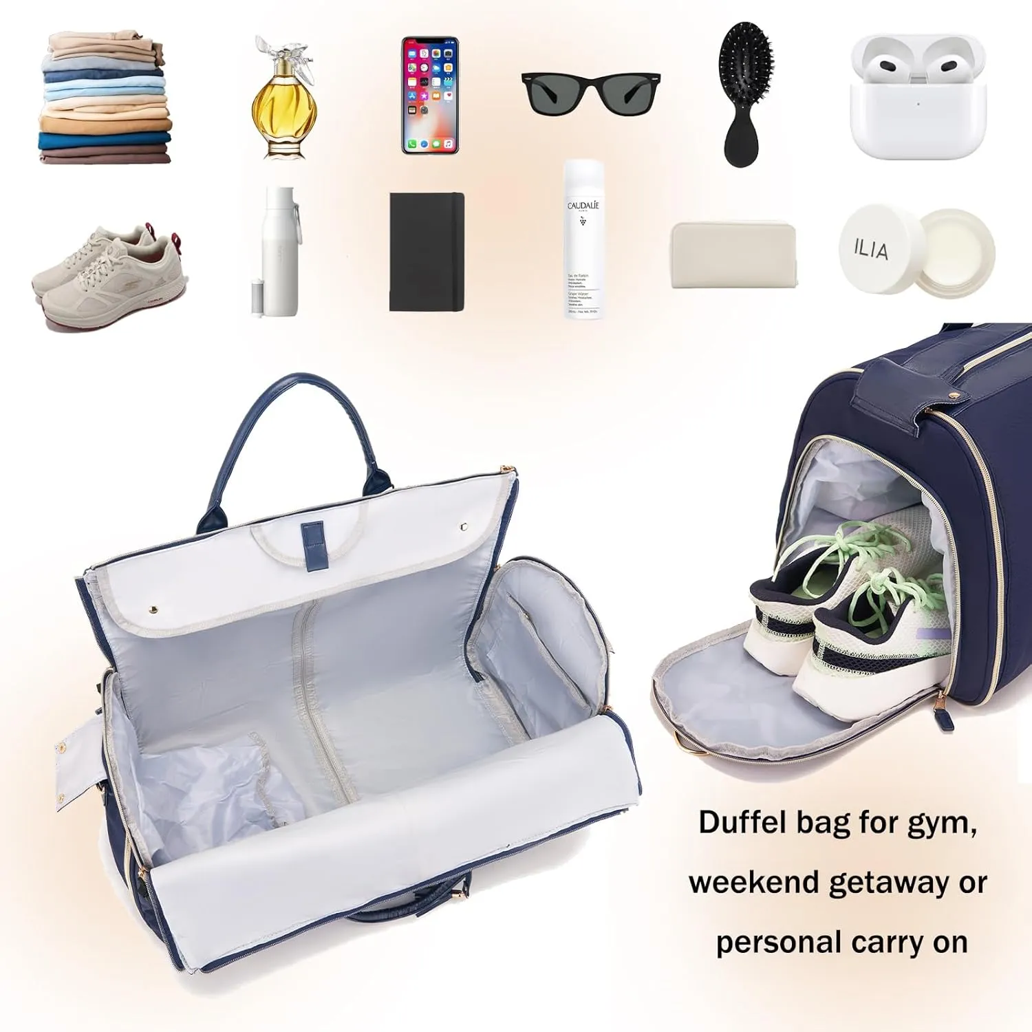 Carry on Garment Bag for Travel Convertible Garment Duffle Bags for Men Women with Shoe Compartment - 2 in 1 Hanging Travel Suitcase Suit