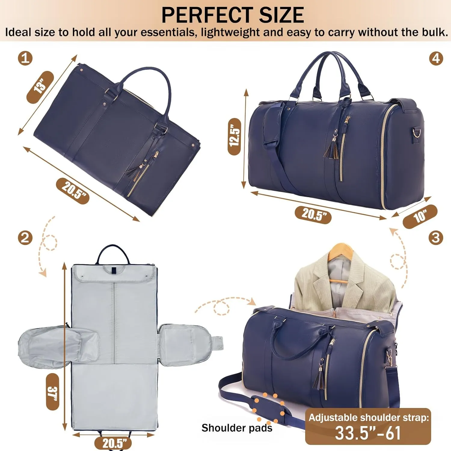 Carry on Garment Bag for Travel Convertible Garment Duffle Bags for Men Women with Shoe Compartment - 2 in 1 Hanging Travel Suitcase Suit