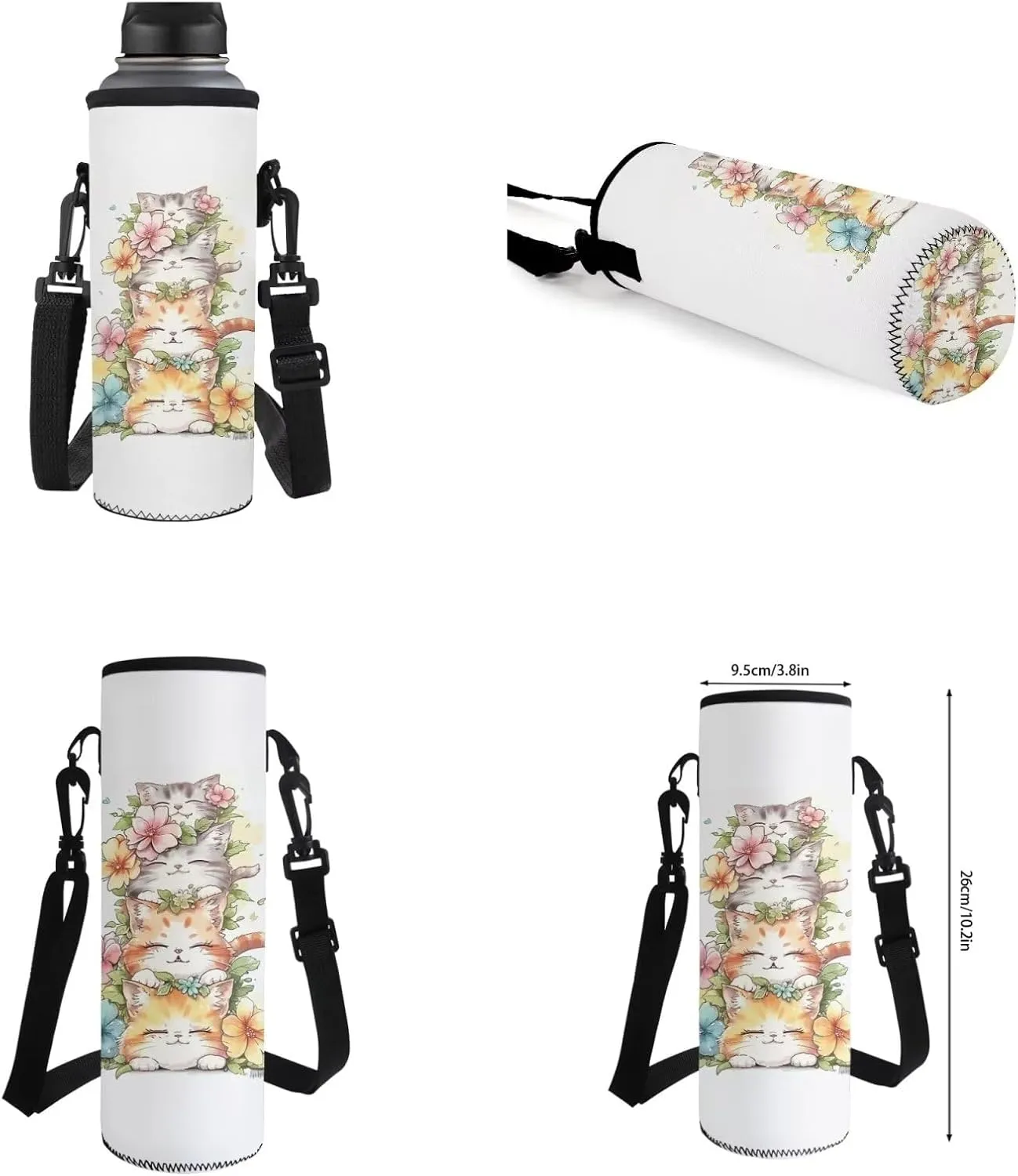 Cartoon Cat Backpack and Lunch Box Set Boys Girls Teens Youth with Water Bottle Bag 4pcs School Bags for Kids 8-12 Lightweight Can Hold Your Small Accessories and Stuffs