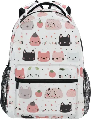 Cartoon Cute Cat Face White kids' backpacks with big book bags for 6th grade school boys girls mochilas escolares para ni?as de 10 a?os
