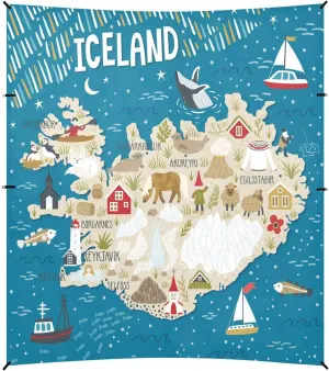 Cartoon Iceland Map Beach Tent Camping Sun Shelters Portable Outdoor Canopy Sun Shade for Camping Trips Fishing Backyard Fun or Picnics Easy Setup with Carrying Bag
