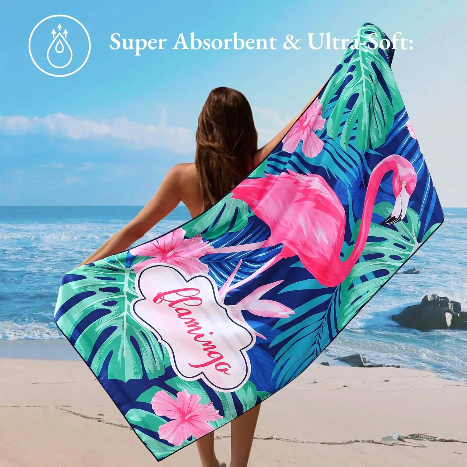 Casa Platino Beach Towel 4 Pack – Extra Large 32"x71" Microfiber Towels Set, Quick Dry Oversized Beach Towel with Sand Free Bag for Travel, Camping, and Pool Days – Barbadose
