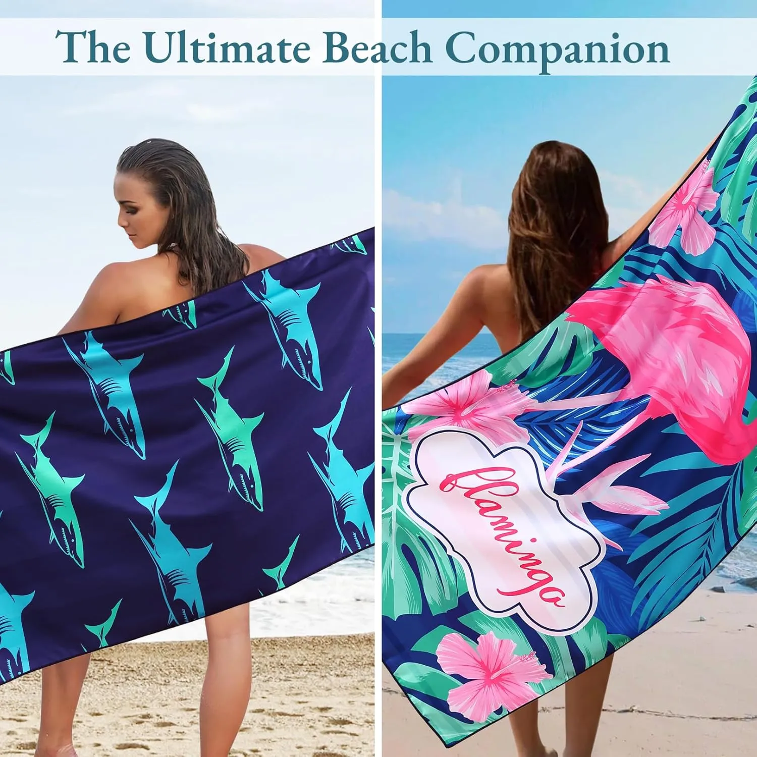 Casa Platino Beach Towel 4 Pack – Extra Large 32"x71" Microfiber Towels Set, Quick Dry Oversized Beach Towel with Sand Free Bag for Travel, Camping, and Pool Days – Barbadose