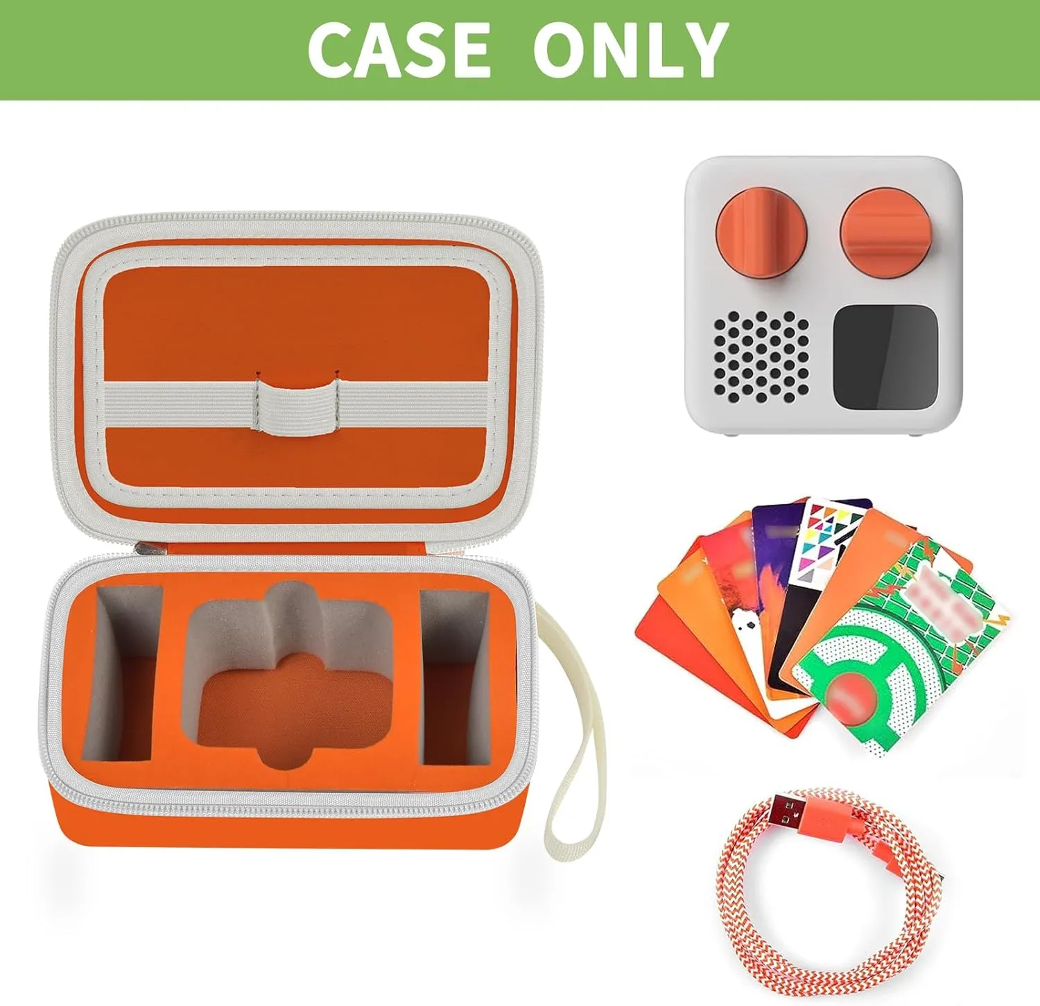 Case Compatible with Yoto Mini Kids Bluetooth Audio Player, Travel Storage Holder for Children’s Speaker Plays Stories Music Podcast Radio Cards - Case Only (Orange)