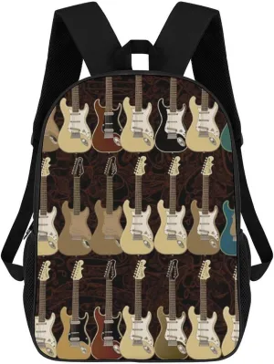 Casual Backpack for Men Women Waterproof Lightweight Daypack Travel Laptop Bag Art Guitar Pattern