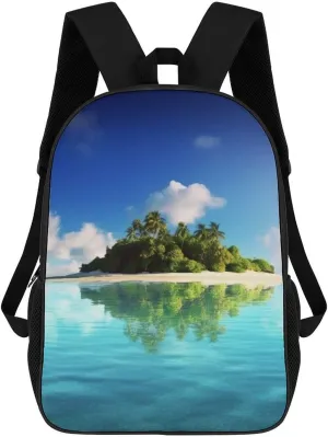 Casual Backpack for Men Women Waterproof Lightweight Daypack Travel Laptop Bag Beautiful Island In The Sea