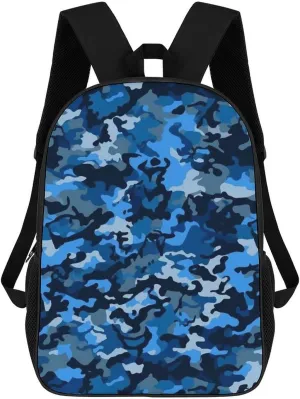 Casual Backpack for Men Women Waterproof Lightweight Daypack Travel Laptop Bag Blue Pattern