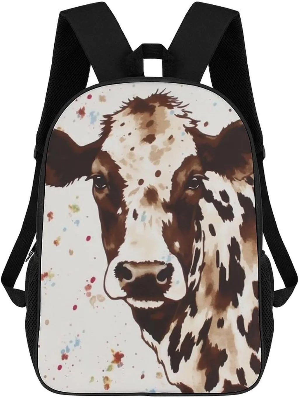 Casual Backpack for Men Women Waterproof Lightweight Daypack Travel Laptop Bag Cow Printed