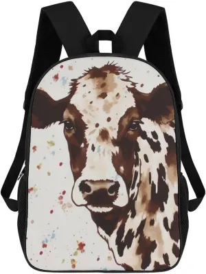 Casual Backpack for Men Women Waterproof Lightweight Daypack Travel Laptop Bag Cow Printed