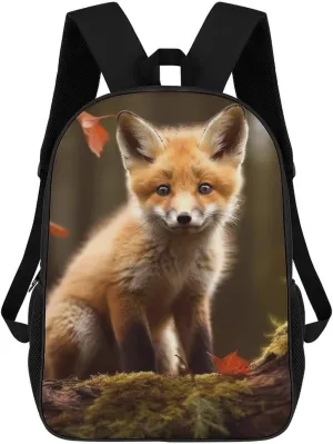 Casual Backpack for Men Women Waterproof Lightweight Daypack Travel Laptop Bag Cute Fox