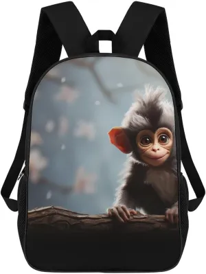 Casual Backpack for Men Women Waterproof Lightweight Daypack Travel Laptop Bag Cute Monkey