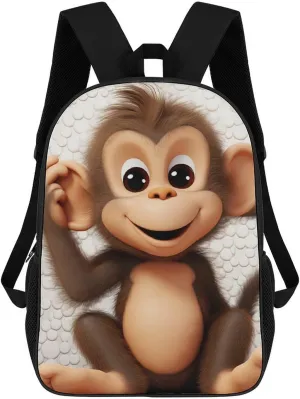 Casual Backpack for Men Women Waterproof Lightweight Daypack Travel Laptop Bag Cute Monkey