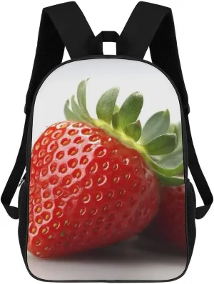 Casual Backpack for Men Women Waterproof Lightweight Daypack Travel Laptop Bag Fruit Strawberry