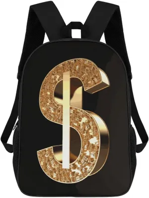 Casual Backpack for Men Women Waterproof Lightweight Daypack Travel Laptop Bag Gold Dollar Sign