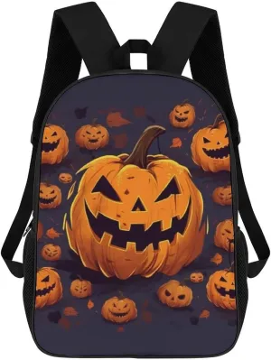 Casual Backpack for Men Women Waterproof Lightweight Daypack Travel Laptop Bag Halloween Pumpkin