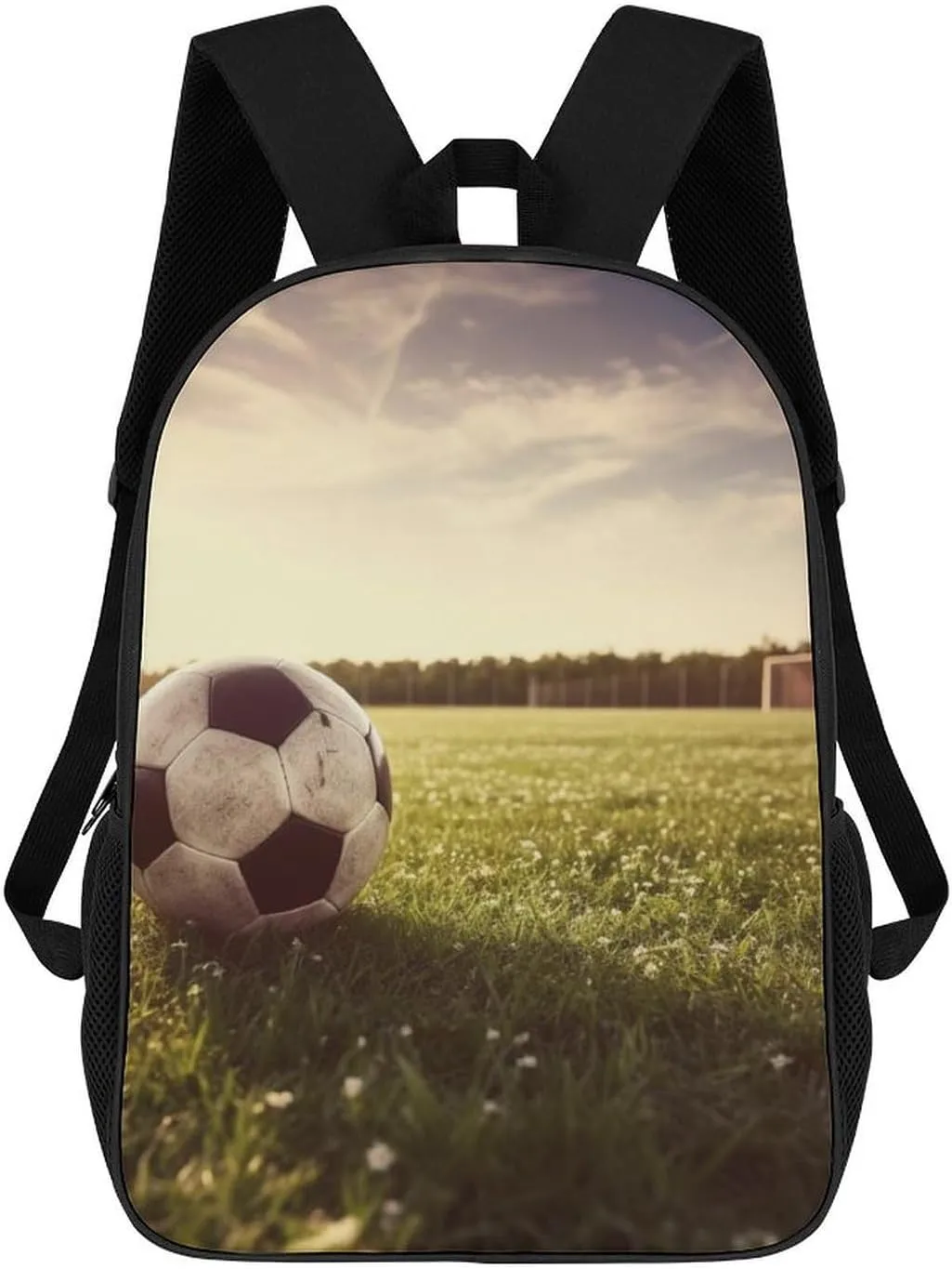 Casual Backpack for Men Women Waterproof Lightweight Daypack Travel Laptop Bag Soccer Ball on A Field