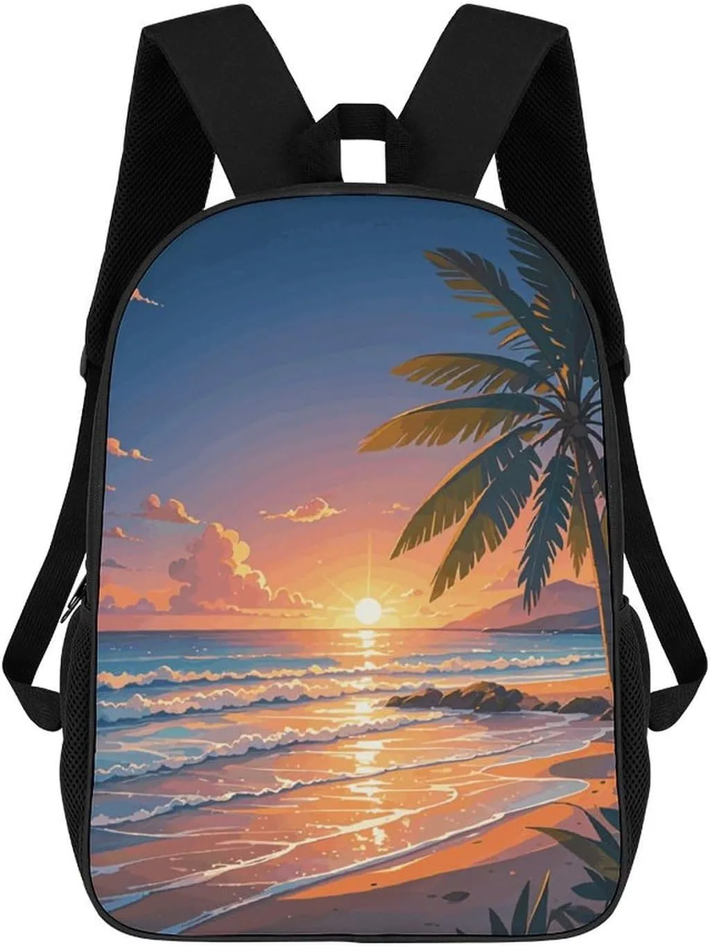 Casual Backpack for Men Women Waterproof Lightweight Daypack Travel Laptop Bag Tropical Beach Palm Tree