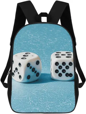 Casual Backpack for Men Women Waterproof Lightweight Daypack Travel Laptop Bag Two White Dice