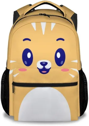 Cat Backpack for Girls, 17 Inch Yellow Backpacks for Middle School, Cute Durable Bookbag for Kids