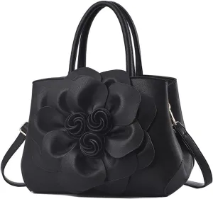 Cayla 3D Floral Handbags Purses for Women Top Handle Handbag PU Leather Satchel Shoulder Crossbody Bags Ladies Evening Bag