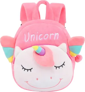 CBOALOGR Cute Plush Unicorn Toddler Small Backpack Little Plush Bookbag for Girls 3 to 6 years old