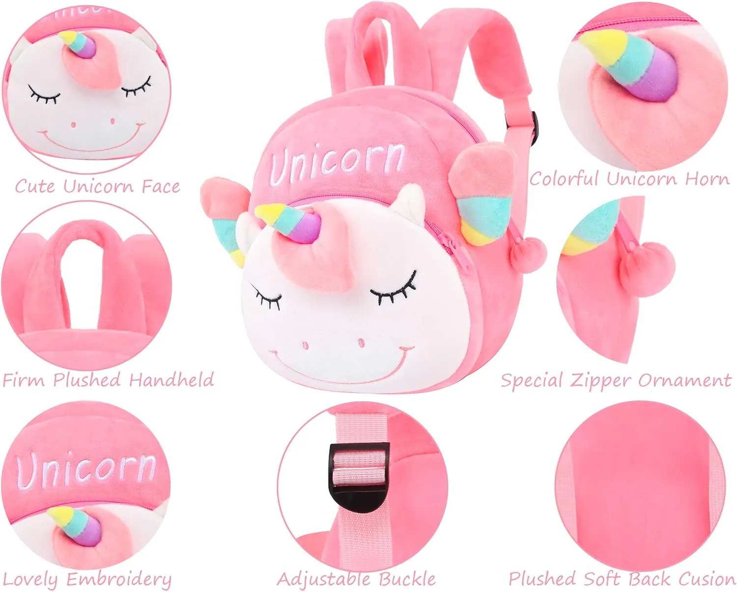 CBOALOGR Cute Plush Unicorn Toddler Small Backpack Little Plush Bookbag for Girls 3 to 6 years old
