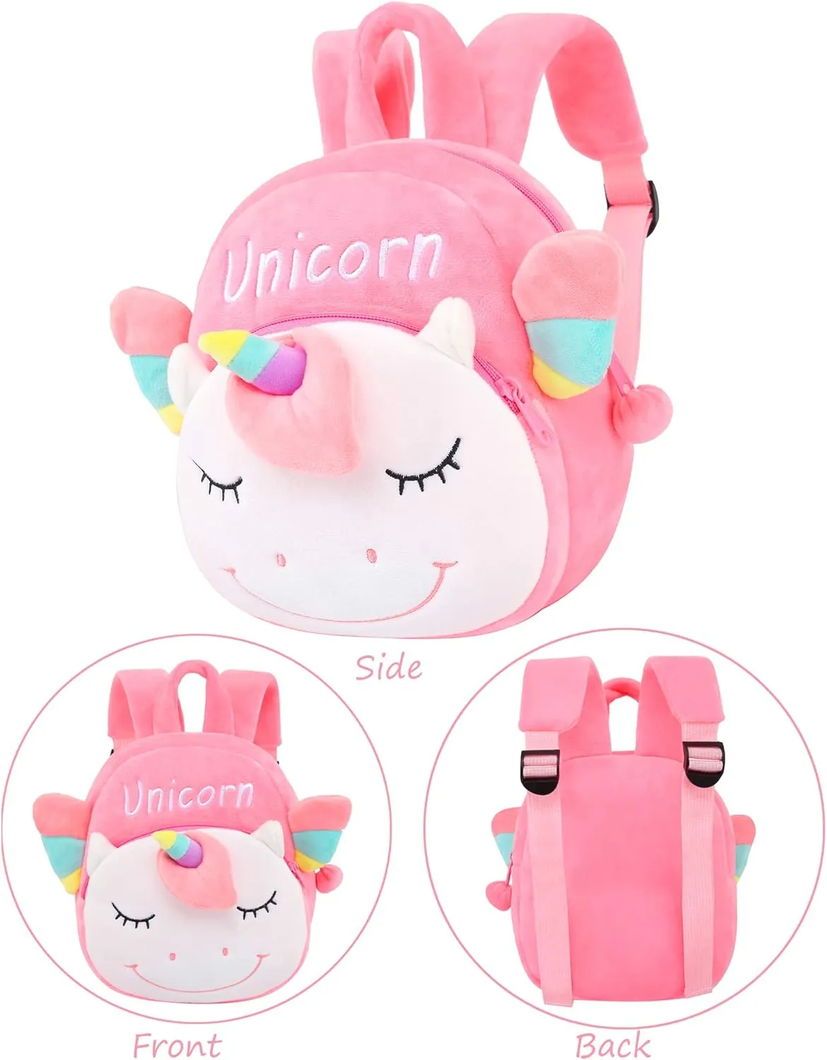 CBOALOGR Cute Plush Unicorn Toddler Small Backpack Little Plush Bookbag for Girls 3 to 6 years old