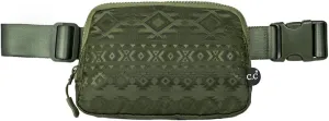 C.C Aztec Pattern Belt Bag - Women's Fanny Pack & Crossbody Bag with Adjustable Strap - Olive