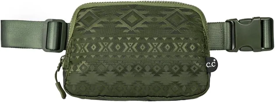 C.C Aztec Pattern Belt Bag - Women's Fanny Pack & Crossbody Bag with Adjustable Strap - Olive