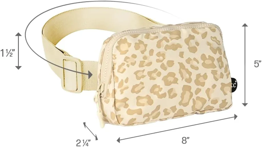 C.C Leopard Pattern Belt Bag - Women's Fanny Pack & Crossbody Bag with Adjustable Strap - Beige