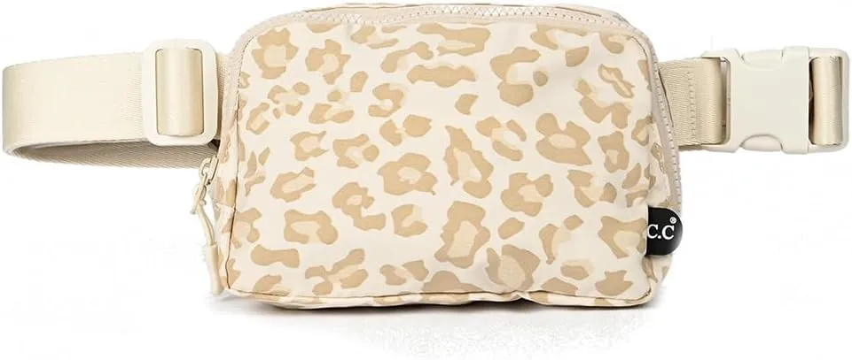 C.C Leopard Pattern Belt Bag - Women's Fanny Pack & Crossbody Bag with Adjustable Strap - Beige