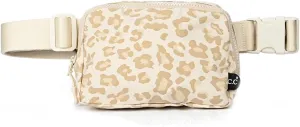 C.C Leopard Pattern Belt Bag - Women's Fanny Pack & Crossbody Bag with Adjustable Strap - Beige