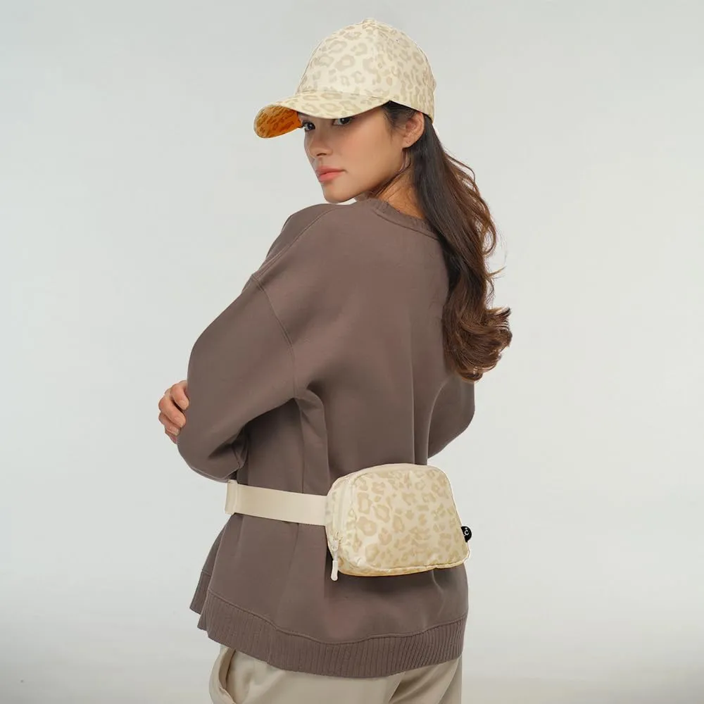 C.C Leopard Pattern Belt Bag - Women's Fanny Pack & Crossbody Bag with Adjustable Strap - Beige