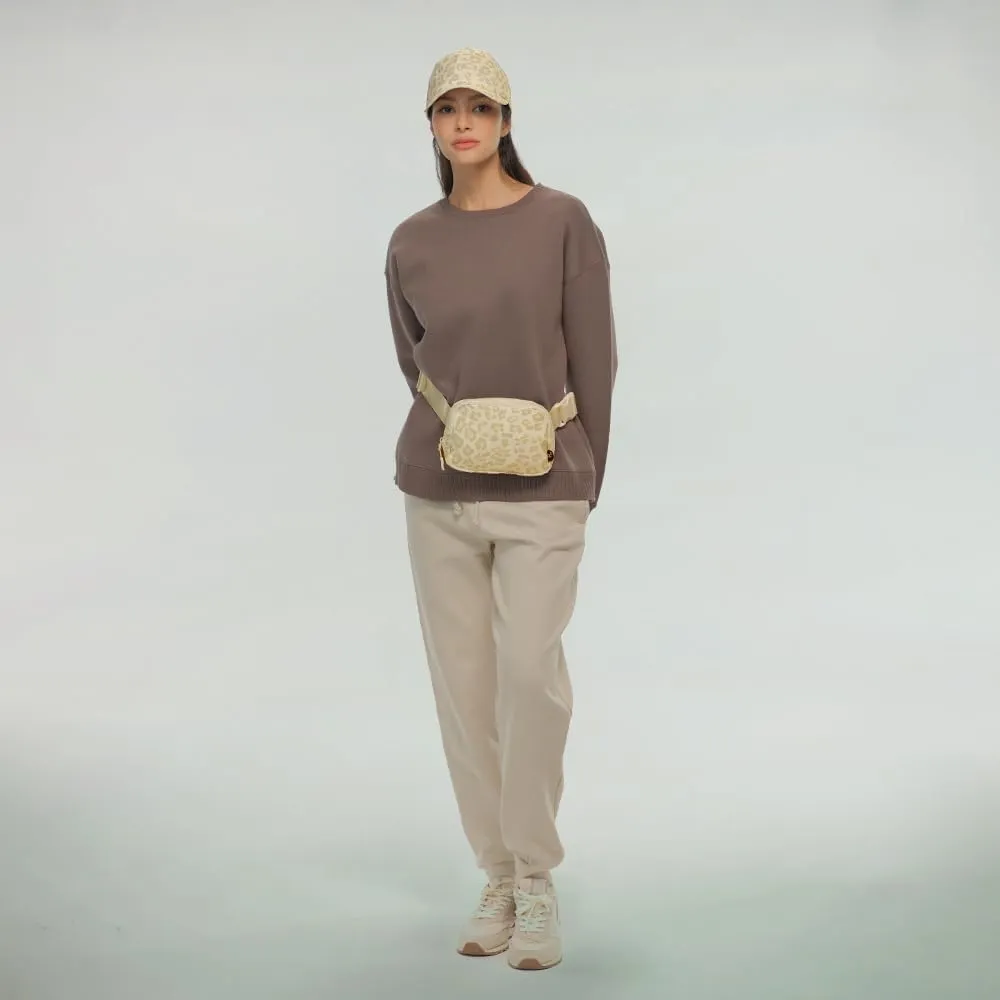 C.C Leopard Pattern Belt Bag - Women's Fanny Pack & Crossbody Bag with Adjustable Strap - Beige