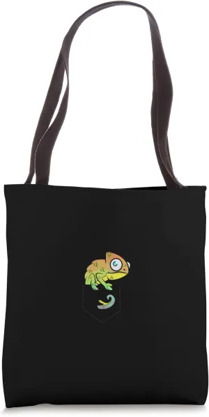 Chameleon In Pocket Reptile Animal Lizard Chameleons Lover Tote Bag